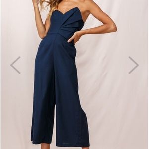 Linen Bandeau Wide Leg Jumpsuit